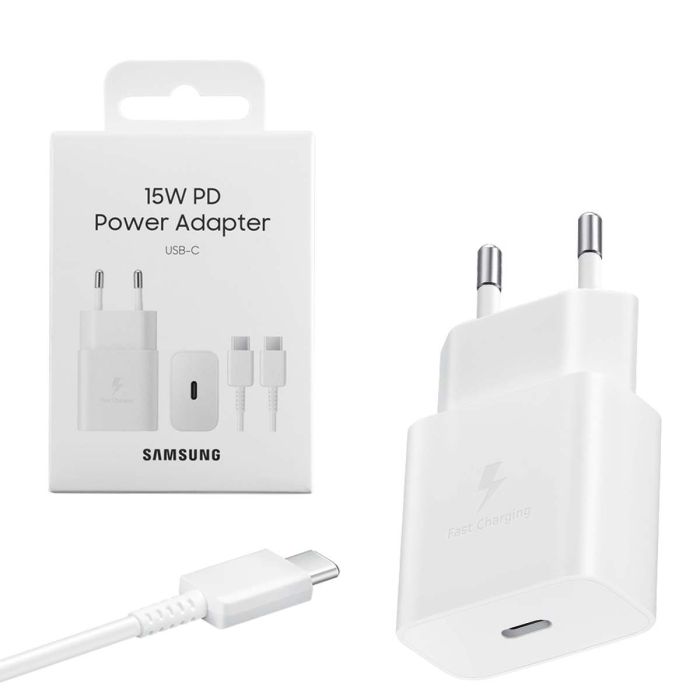Samsung Travel Charger 15W EP-T1510X with Type-C to Type-C Cable - 1m - White - EU (EP-T1510XWEGEU)