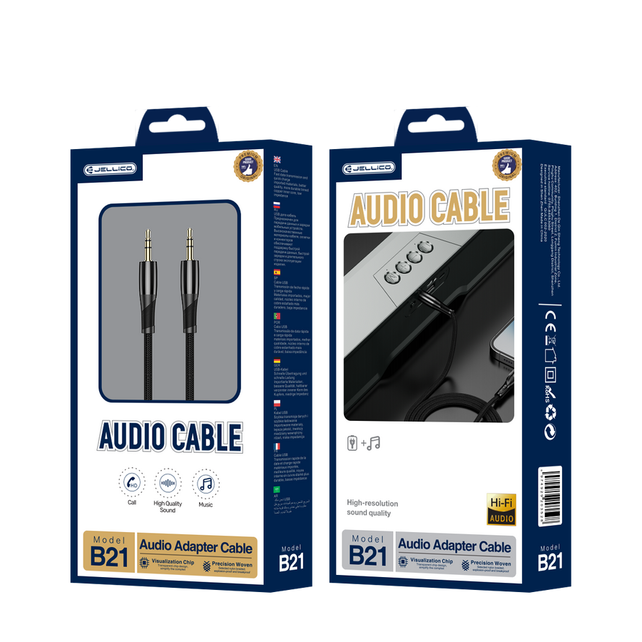 Audio Cable JELLICO B21 Jack 3.5MM - Jack 3.5MM 1.2M - Black
