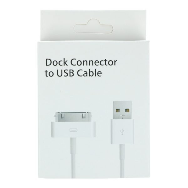 USB Charging Data Cable with Package for iPhone 4/4S, iPad 2/3, iPod Classic, Nano - White