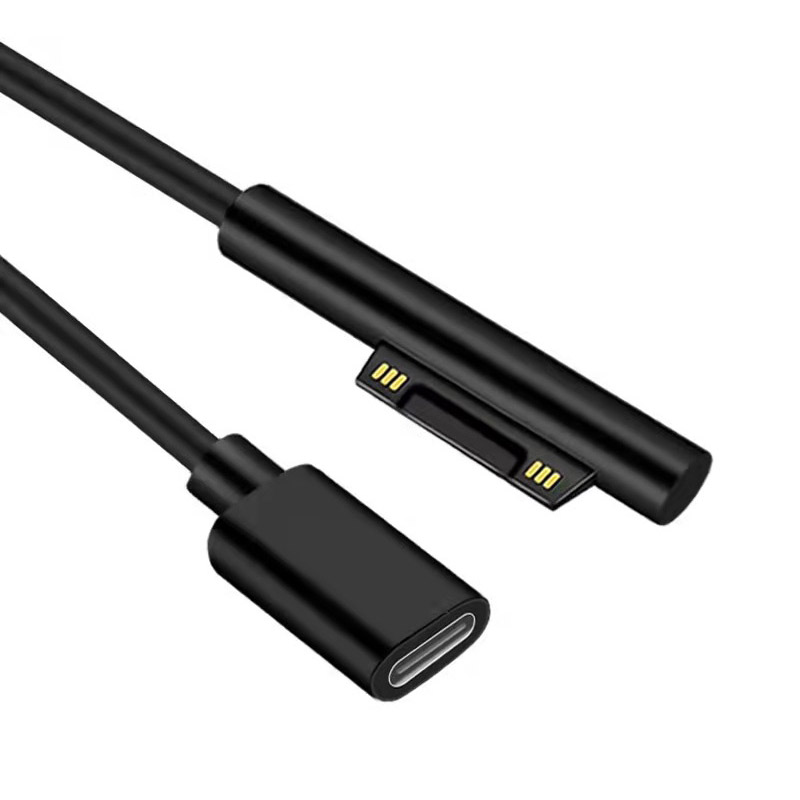 Magnetic Power Cable for Microsoft Surface Pro - 15CM Type-C to Surface PD - Black