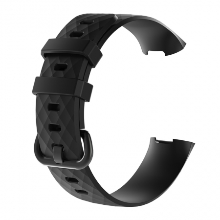Silicone Watch Strap for Fitbit Charge 3 Charge 4 - Dark Black