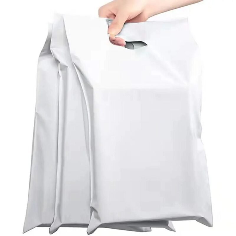 Courier Bags with Handle 260 x 350 mm + 70 mm Handle RC088 - White - 10 pcs