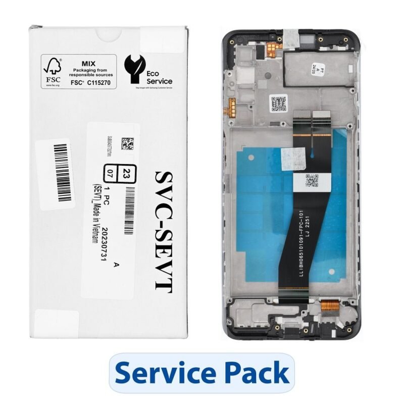 LCD Display and Touch Screen Replacement with Frame for Samsung Galaxy A03s A037G - GH81-21233A - Service Pack