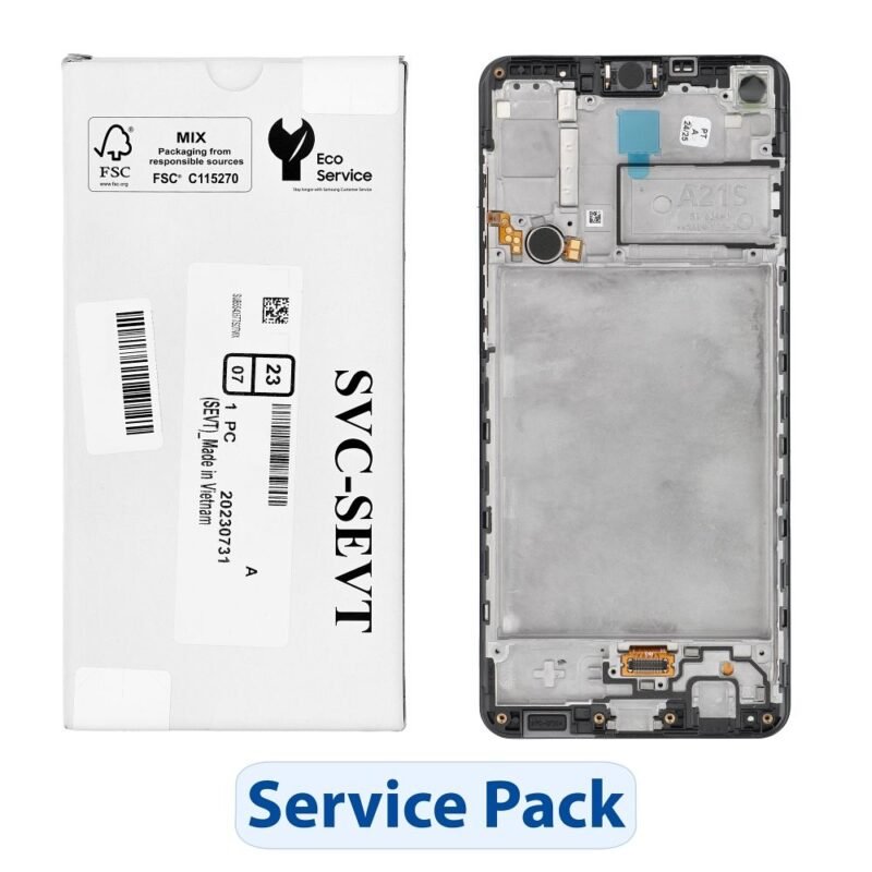 LCD Display and Touch Screen Replacement with Frame for Samsung Galaxy A21s A217F - GH82-22988A - Service Pack