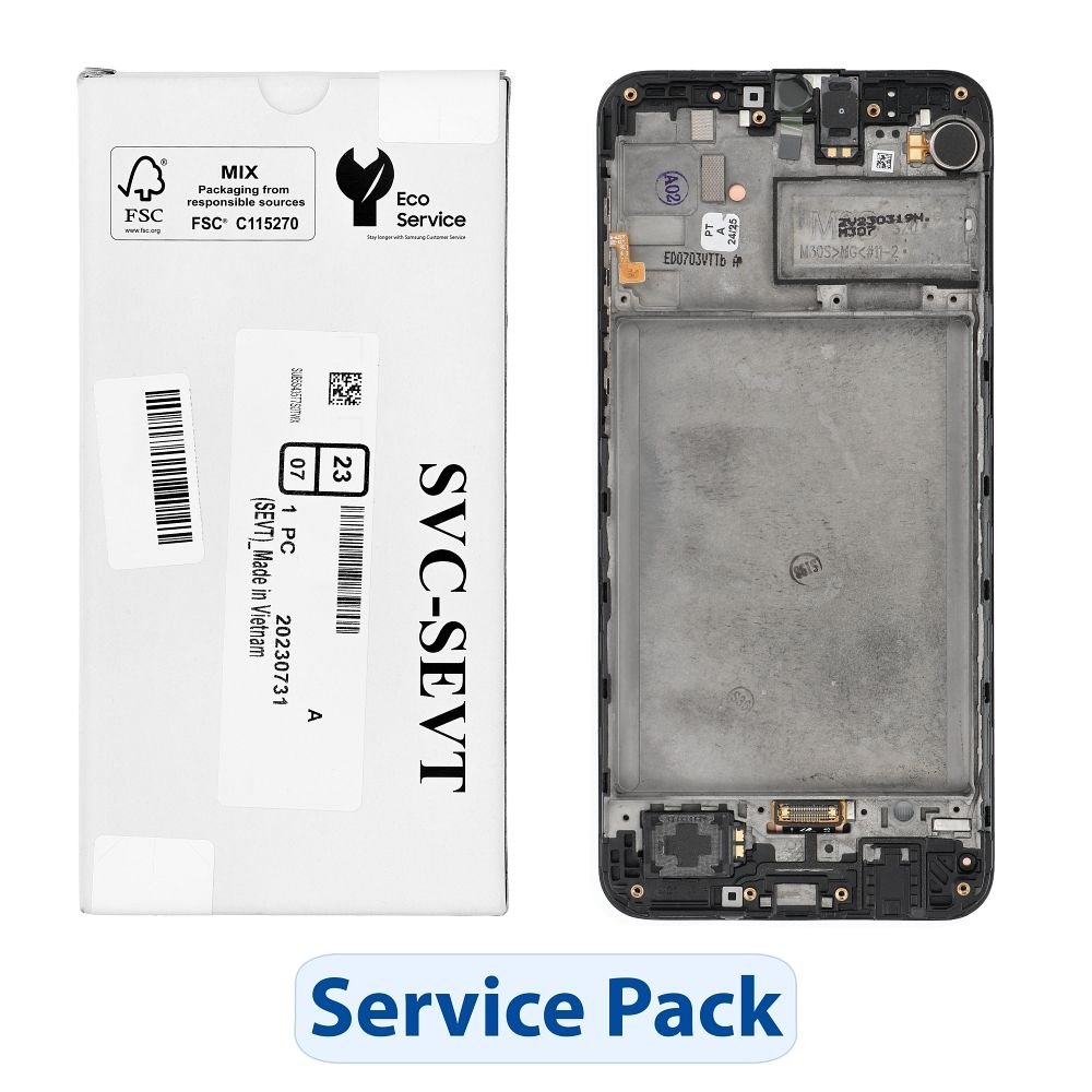 LCD Display and Touch Screen Replacement with Frame for Samsung Galaxy M21 M215F - GH82-22509A - Service Pack