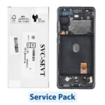 LCD Display and Touch Screen Replacement with Frame for Samsung Galaxy S20 FE 4G 5G - GH82-24219A - Blue - Service Pack