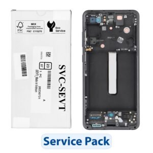 LCD Display and Touch Screen Replacement with Frame for Samsung Galaxy S21 FE G990B - GH82-26420A - Graphite - Service Pack