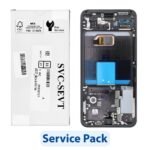 LCD Display and Touch Screen Replacement with Frame for Samsung Galaxy S22 S901 - GH82-27520A - Black - Service Pack