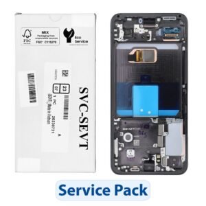 LCD Display and Touch Screen Replacement with Frame for Samsung Galaxy S22 S901 - GH82-27520A - Black - Service Pack