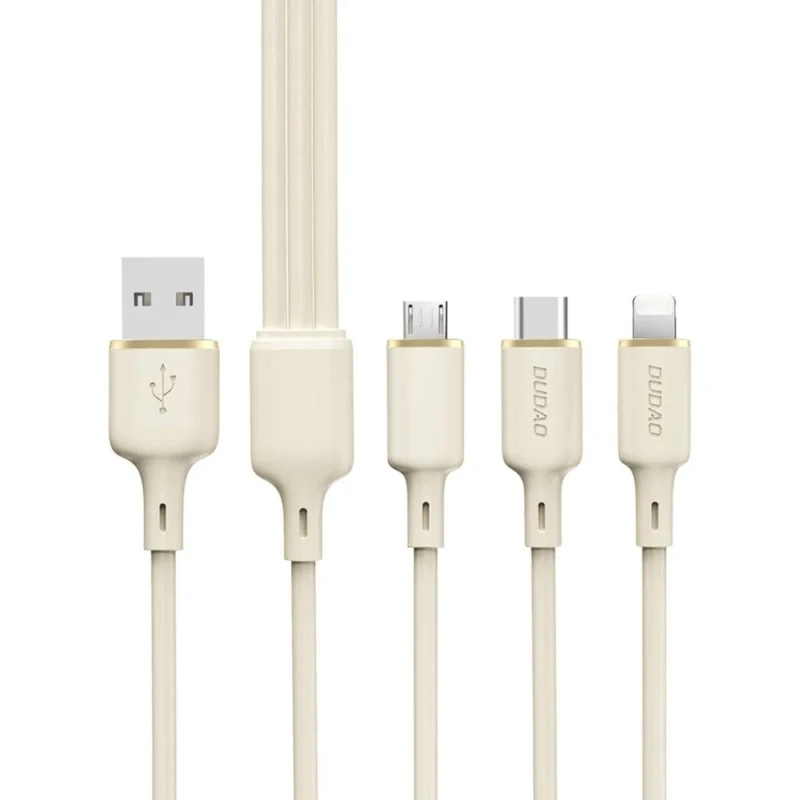 USB Cable Dudao L7SE 3in1 USB-A - USB-C Lightning Micro USB 66W 1.2m - Beige