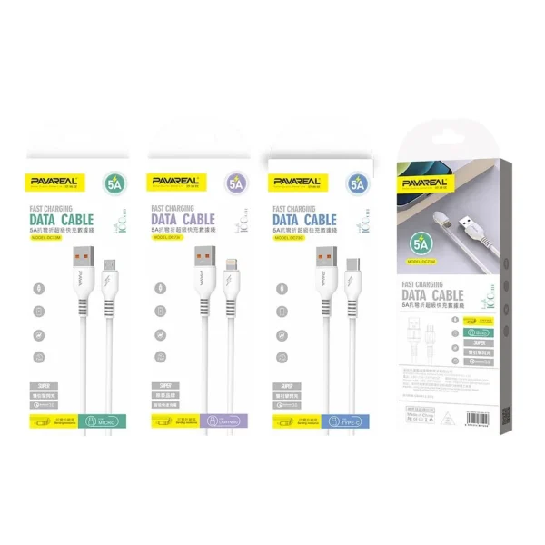 USB Cable PAVAREAL PA-DC73C USB to Type C 5A – White – 1M