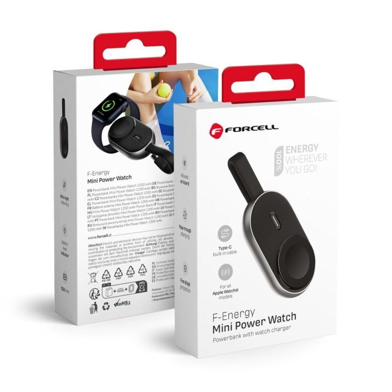 Powerbank FORCELL F-ENERGY Mini Power Watch 1A 2,5W 1200 mAh - Black