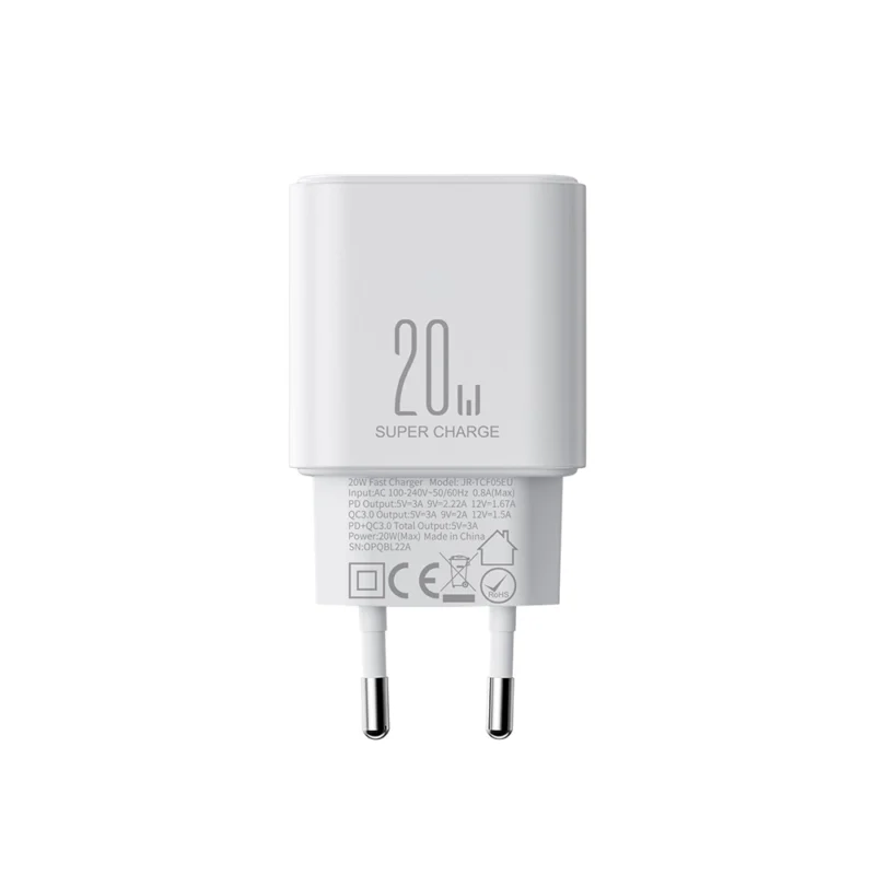 Charger Joyroom JR-TCF05 20W USB-A USB-C with USB-C Cable - 1M - White - Image 4